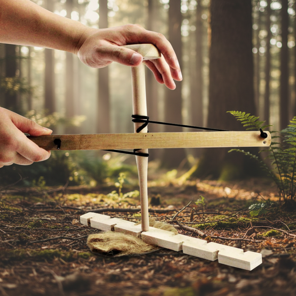 Kit Arc à Feu (Bow Drill) - Set d'Allume-Feu Primitif par Friction pour Survie et Bushcraft