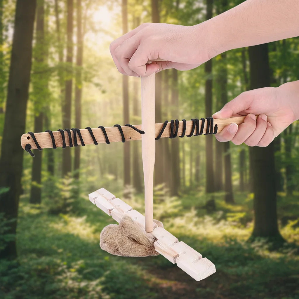 Kit Arc à Feu (Bow Drill) - Set d'Allume-Feu Primitif par Friction pour Survie et Bushcraft