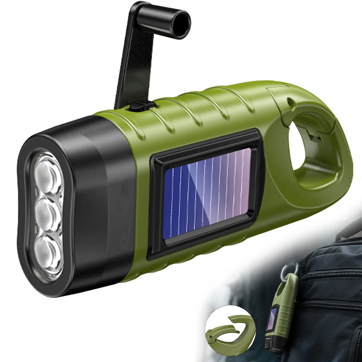 Lampe torche solaire manivelle 3 LED – vue principale